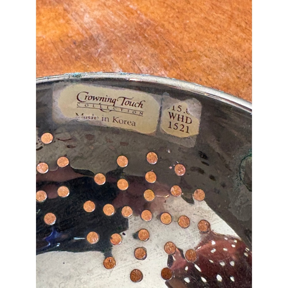 Vintage Copper Colander Set Crowning Touch Korea Strainer Measuring Cup patina - Picture 3 of 8